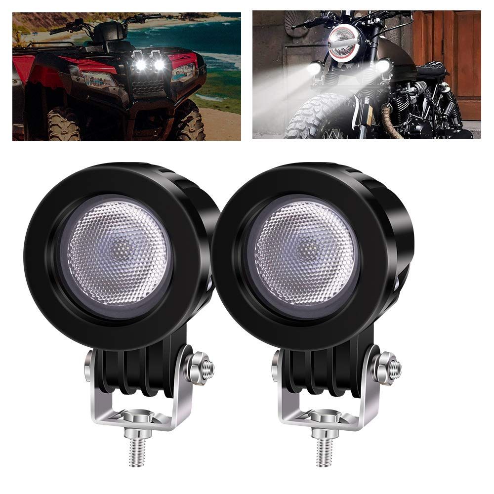 X-STYLE バイク フォグランプ led 白 ヘッドライト 補助灯 ワークライト 10W作業灯 12V 24V 高輝度 防水 長寿命 耐衝撃 汎用 車外灯 ホワイト 丸型 広角 2個セット