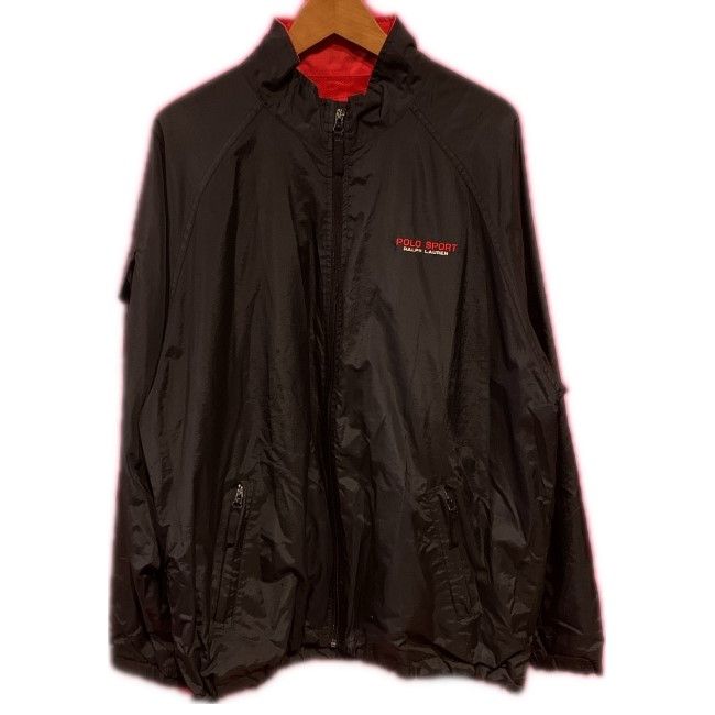 【中古】　POLO SPORT RALPH LAUREN　ナイロンジャンパー　90s vintage　90年代　アウター　ハイネック　フルジップ　無地　ワンポイント　ブランドロゴ　刺しゅう　オーバーサイズ　古着　/1301