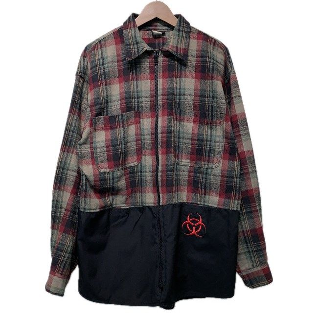 【中古】　HAZ-MAT　スポーツジャケット　90s vintage　90年代　アウター　チェック　切替　胸ポケット　USA製　古着　/1904