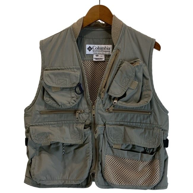 【中古】 Columbia ベスト レイヤード Vネック フルジップ 無地 アウトドア 古着 /1151