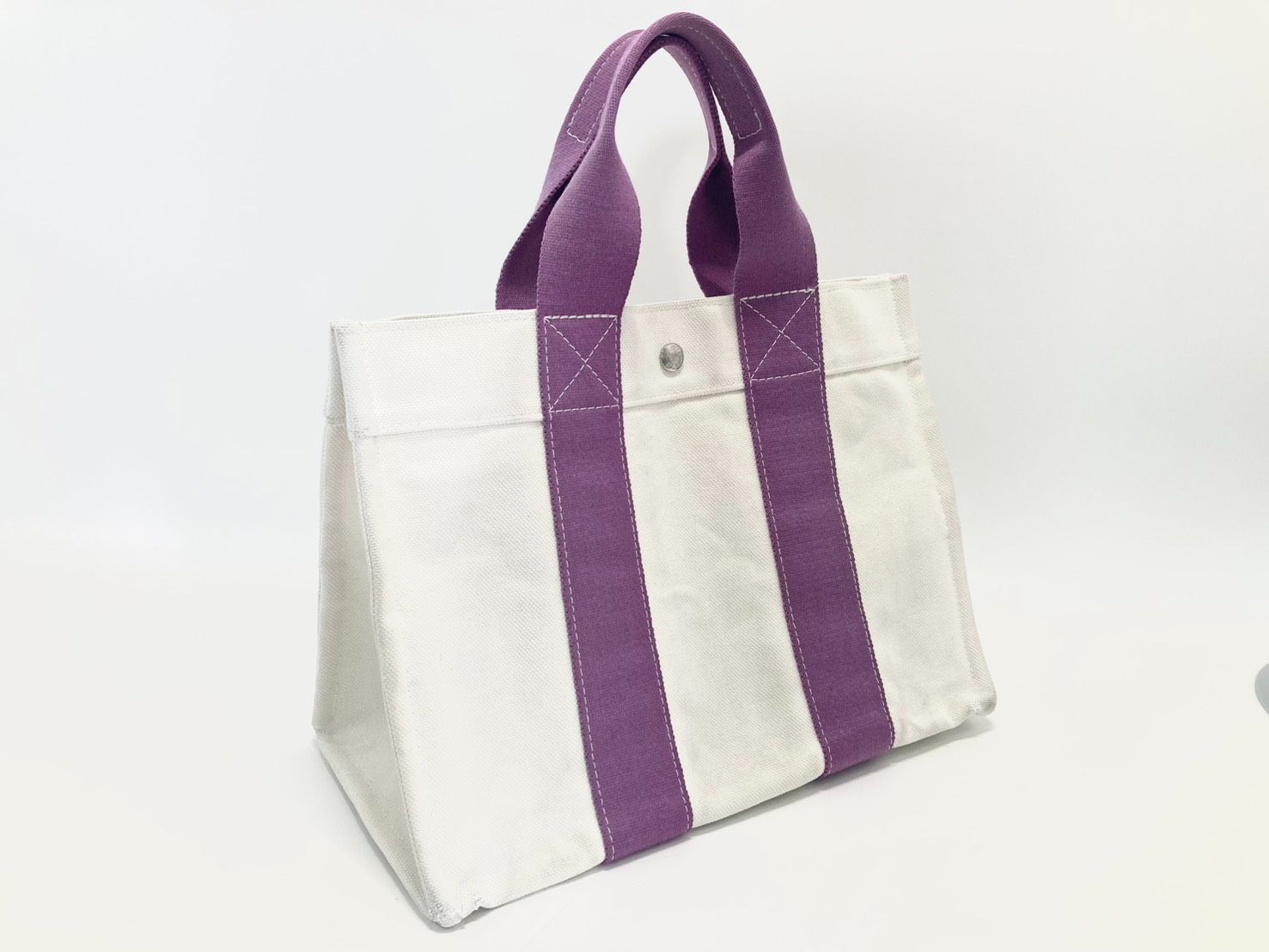 HERMES エルメス ボラボラPM キャンバス トートバッグ ホワイト 