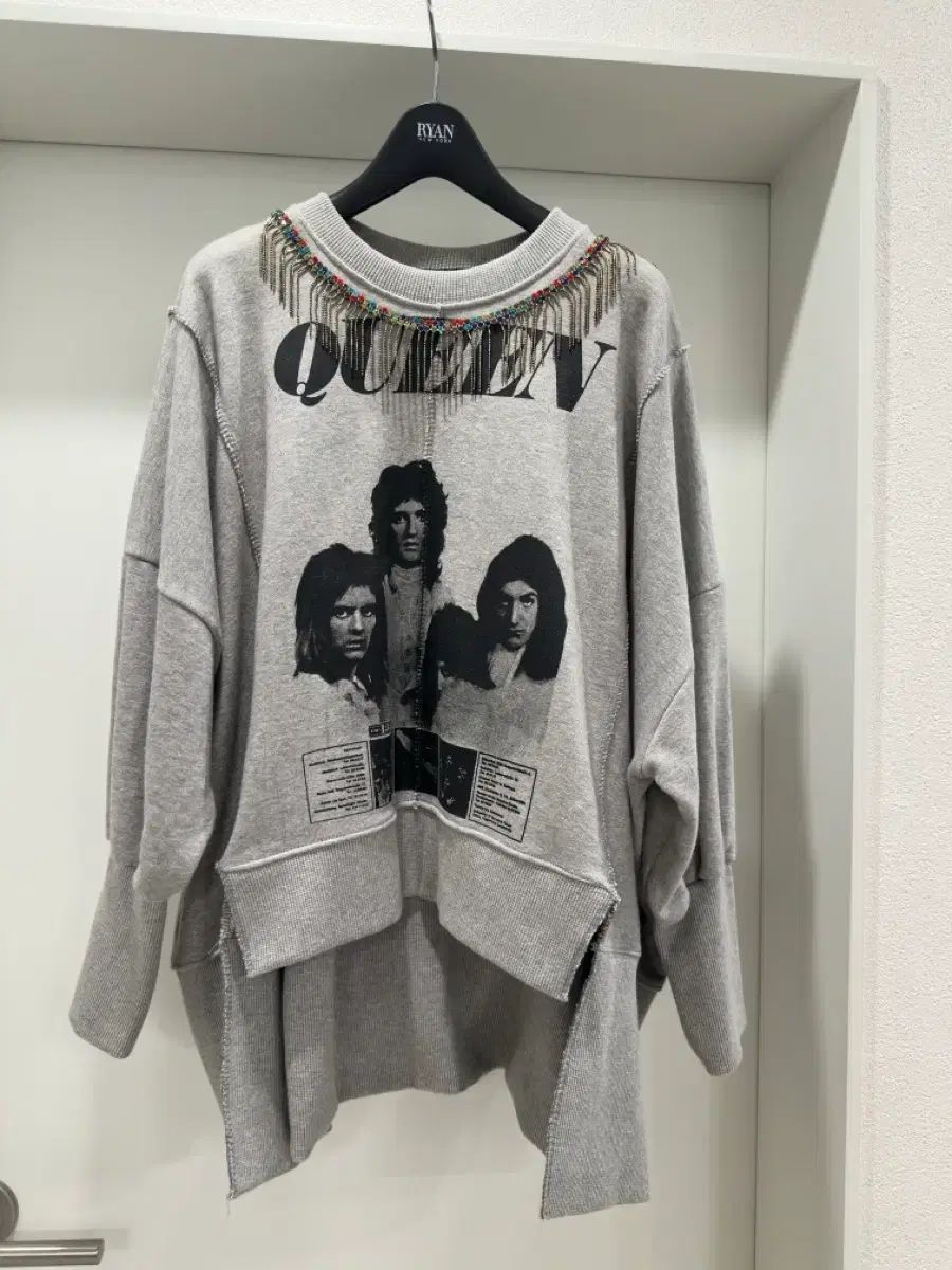 ロックバンド プリンティング スウェットTシャツ グレー