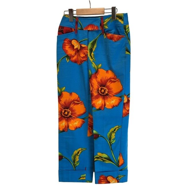 【中古】　DOLCE & GABBANA　テーパードパンツ　クロップド丈　ジップフライ　花柄　イタリア製　古着　/2496