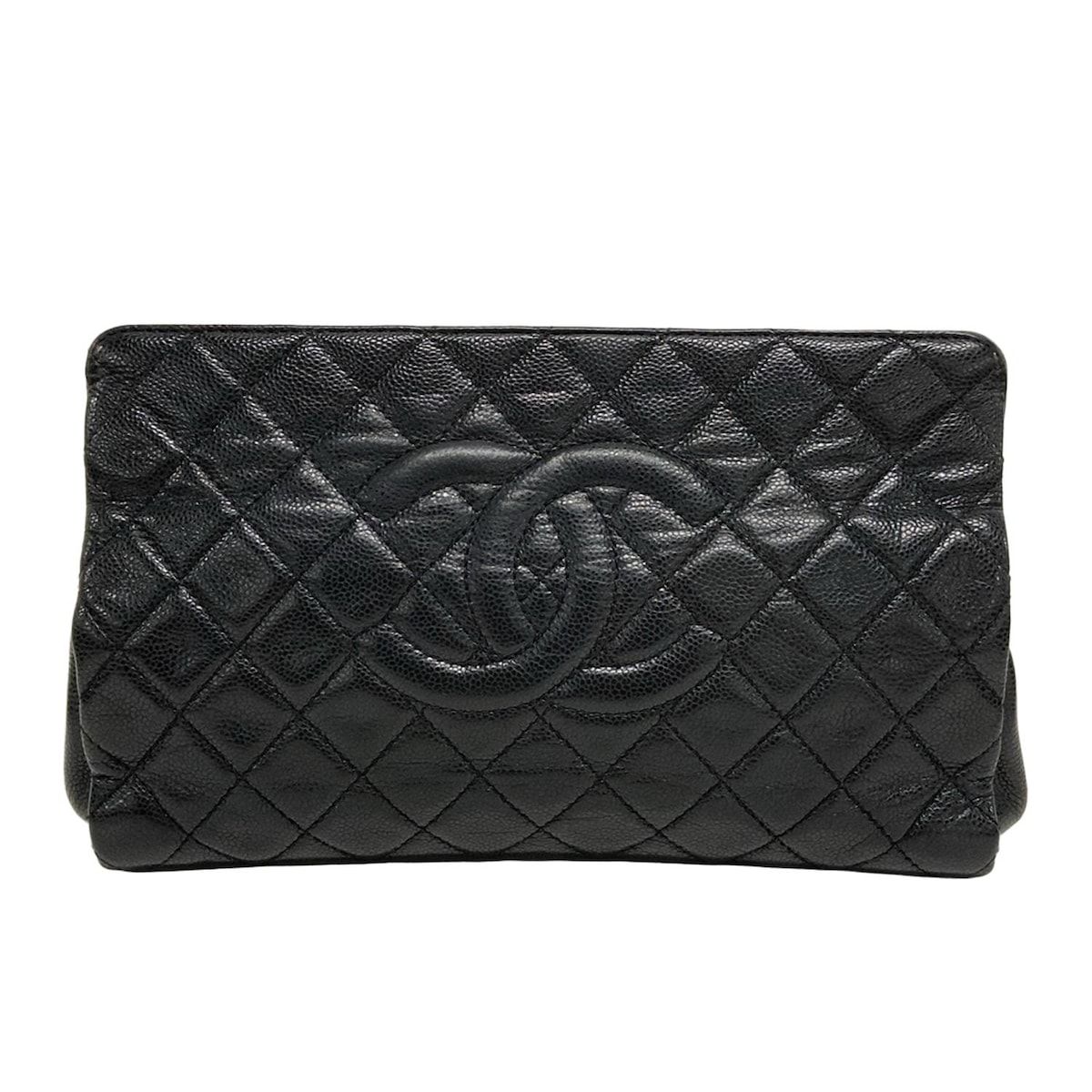 CHANEL(シャネル) クラッチバッグ マトラッセ 黒 シルバー金具