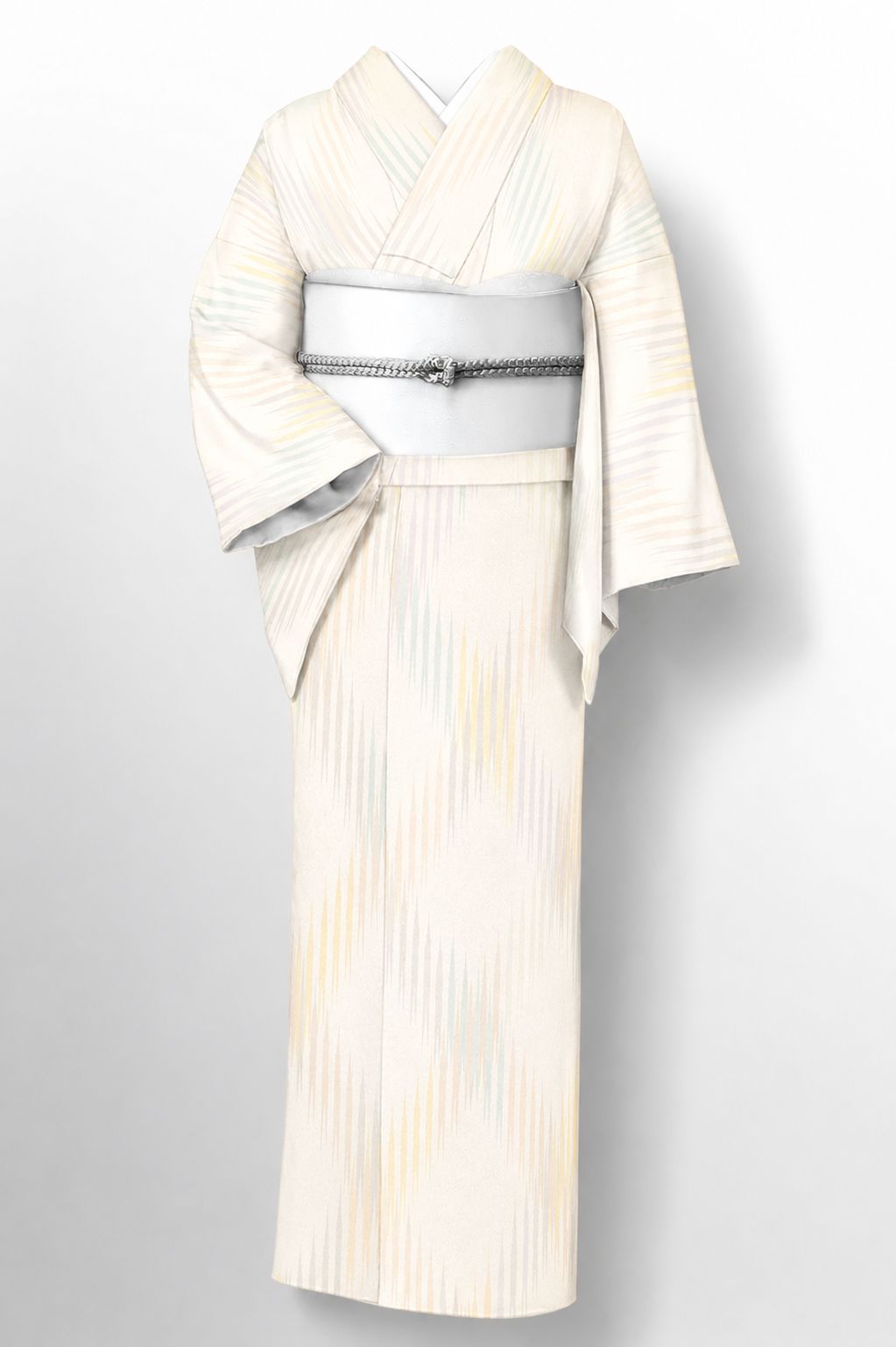 別織最上上布着尺【単衣・夏】【本場米沢　工房佳粋庵】「彩経絣・アイボリー」未使用・未仕立て品
