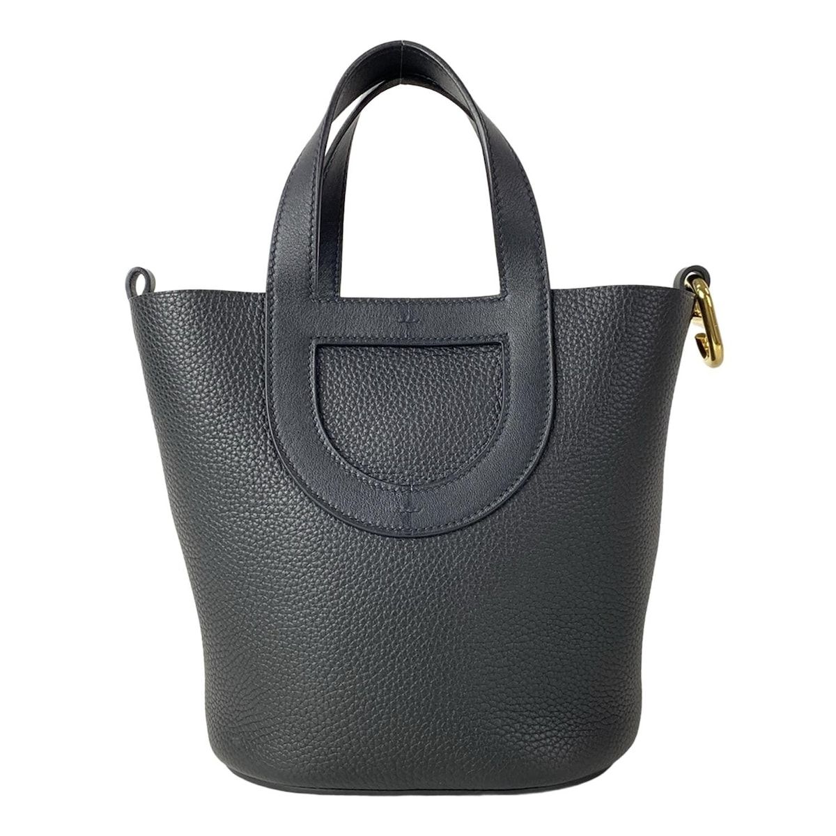 HERMES(エルメス) ハンドバッグ インザループ18 黒 ゴールド金具