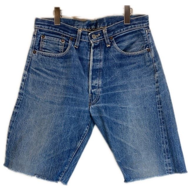 【中古】　Levi's　ハーフパンツ　短パン　ショートパンツ　ボトムス　デニム　ボタンフライ　刻印2　無地　カットオフ　アメカジ　古着　/1590