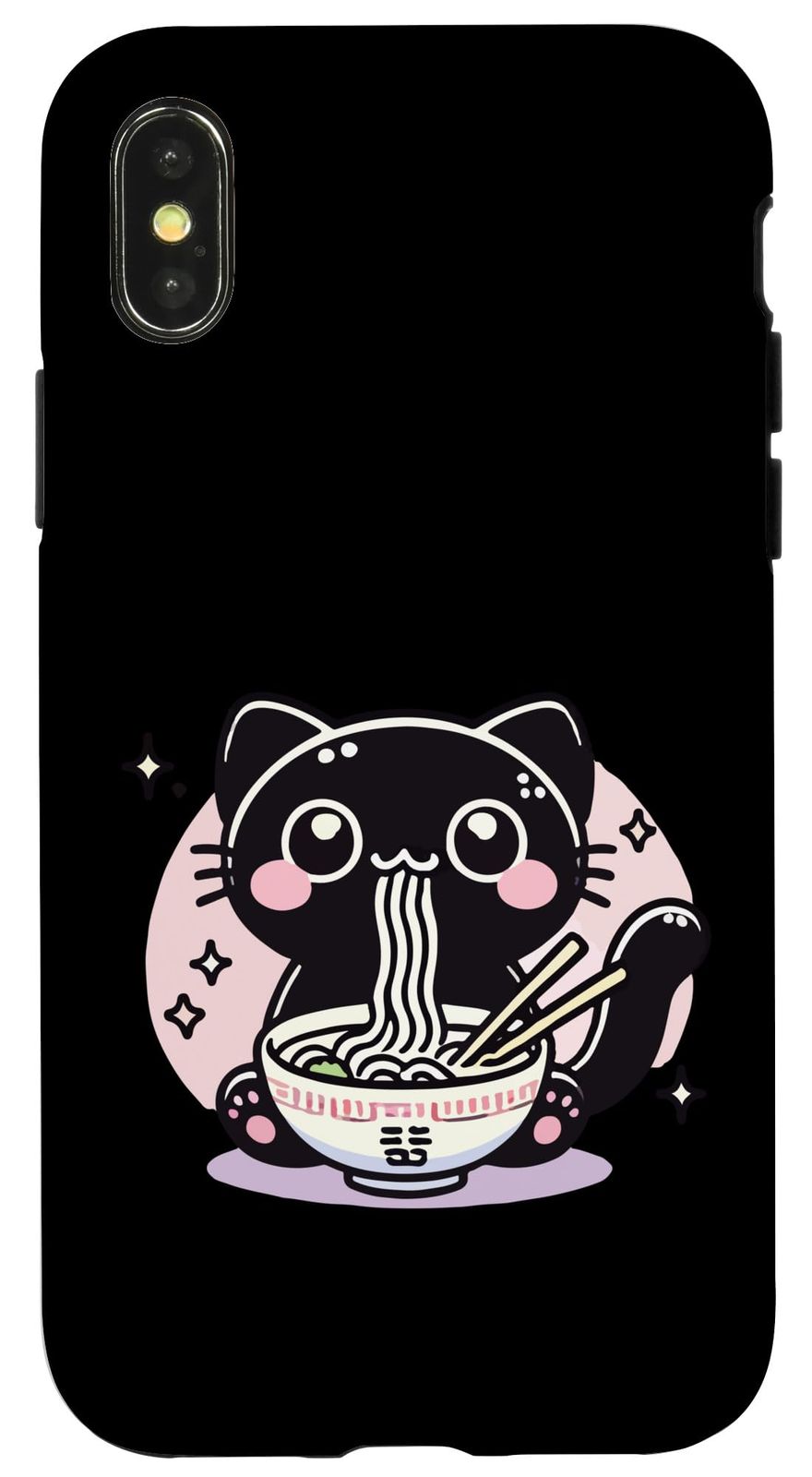 かわいいアニメ猫がラーメンを食べるかわいい日本の麺 スマホケース iPhone X/XS 用