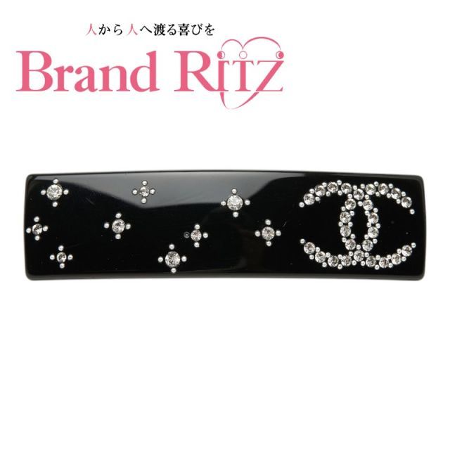 中古 シャネル ココマーク ラインストーン バレッタ ヘアアクセサリー ブラック シルバー ゴールド プラスチック メッキ レディース CHANEL 【送料無料】【名谷店】