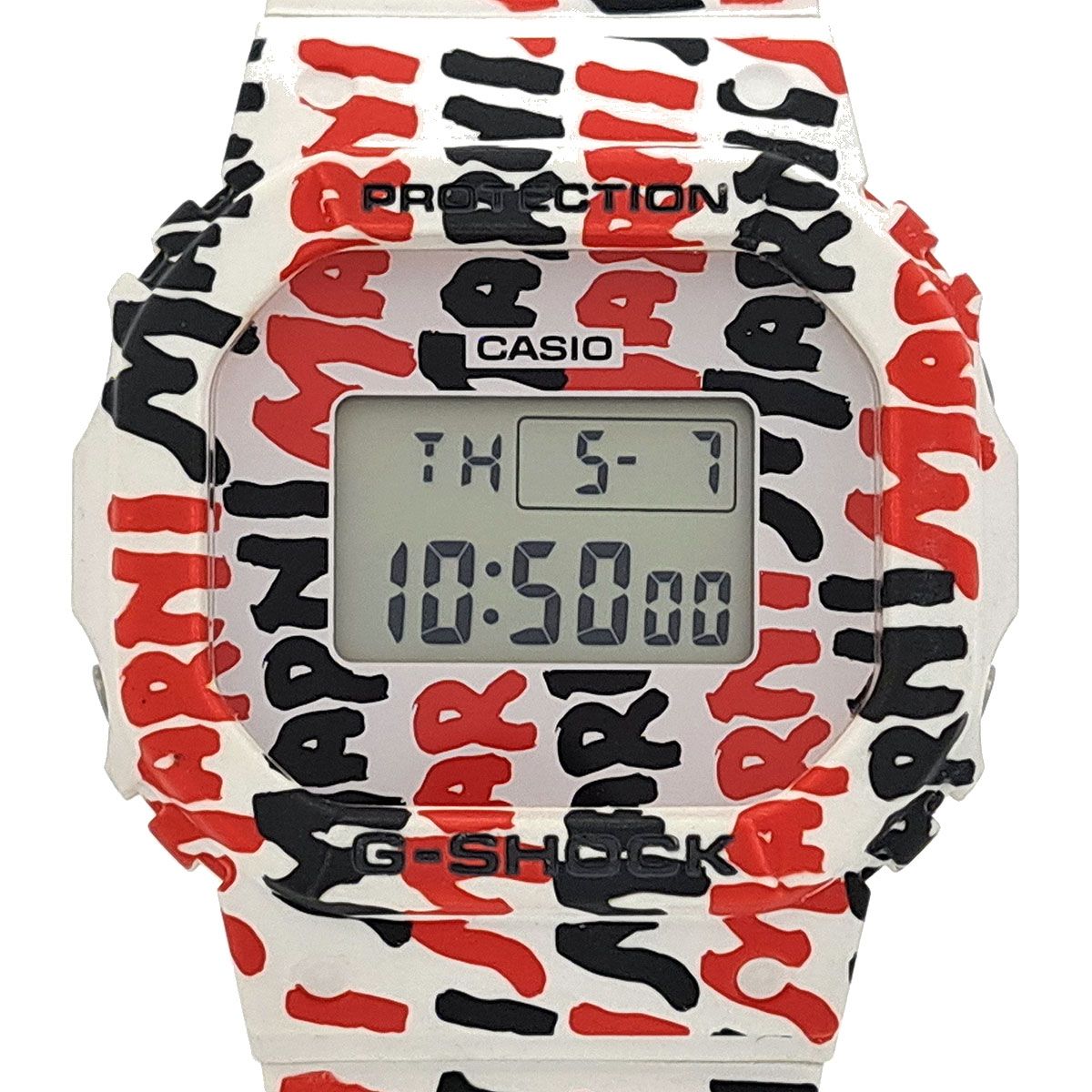 CASIO カシオ 腕時計 GSHOCK MARNIコラボ GMDS5610MA / WHMH0001A1 ホワイト×ブラック×レッド 樹脂×SS ユニセックス デジタル 美品【本物保証】 カシオ G-SHOCK MARNIコラボ GMD-S5610MA-7ER クオーツ 樹脂 メンズ