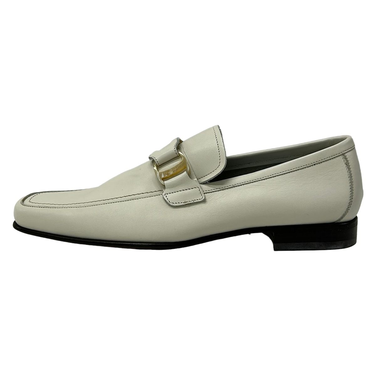 FERRAGAMO/SalvatoreFerragamo(サルバトーレフェラガモ) ローファー 8 1/2 EE メンズ美品 ガンチーニ 白 レザー