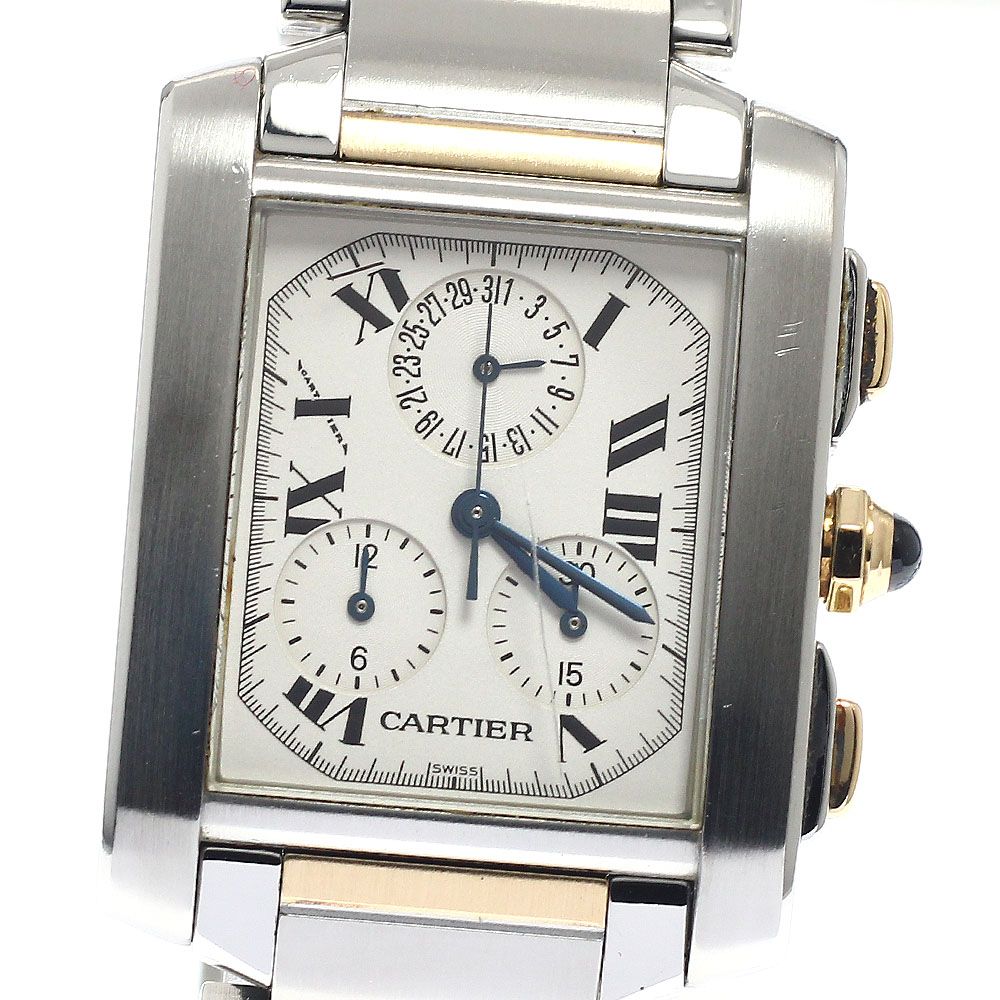 カルティエ CARTIER W51004Q4 タンクフランセーズLM クロノリフレックス クォーツ メンズ _942498