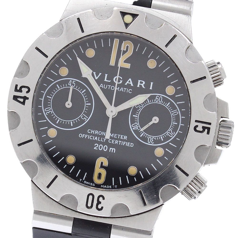 ベルト訳あり ブルガリ BVLGARI SCB38S ディアゴノ スクーバ クロノグラフ 自動巻き メンズ 保証書付き_957109