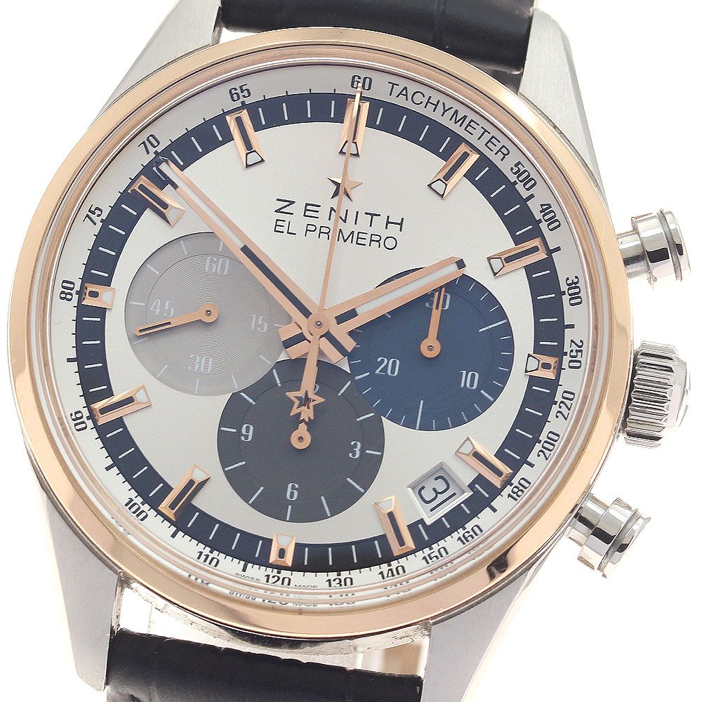 ゼニス ZENITH 51.2150.400/69.C713 クロノマスター エルプリメロ 38mm デイト PGベゼル 自動巻き メンズ 良品 箱・保証書付き_958373