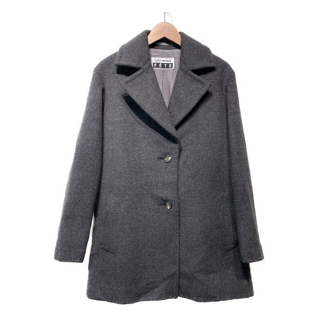 【中古】　ISSEY MIYAKE FETE　スタンドカラーコート　ハーフコート　ミドルコート　アウター　無地　カシミヤ　No.IF44FA528　日本製　ドメスティック　古着　/2496
