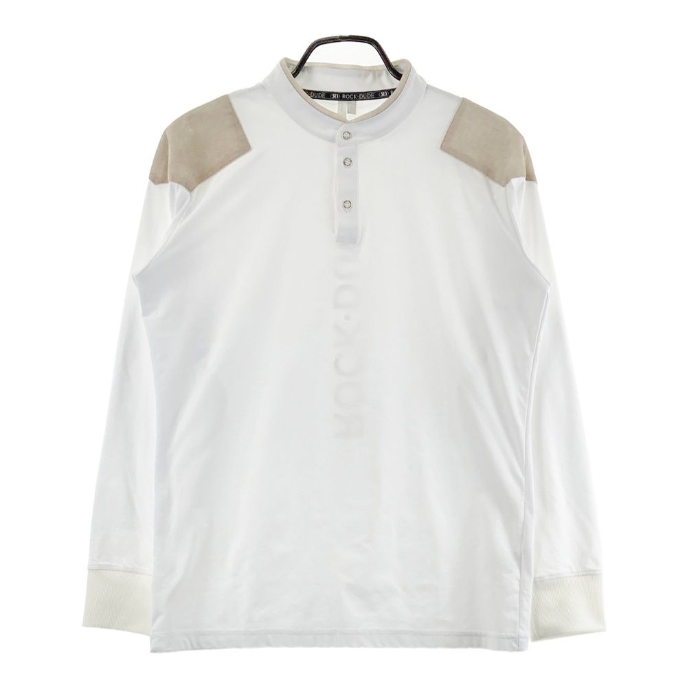 サイズ：02 ROCK DUDE ロックデュード  ハイネック 長袖Tシャツ  ホワイト系 [240101683886] ゴルフウェア メンズ ストスト ゴルフ サイズ：02 ROCK DUDE ロックデュード ハイネック 長袖Tシャツ