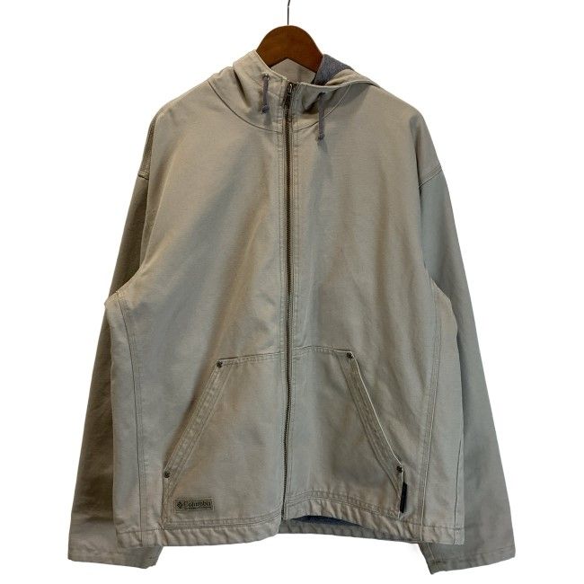 【中古】　Columbia　アクティブジャケット　ブルゾン　ダック地　フルジップ　フード　無地　アウトドア　古着　/1152