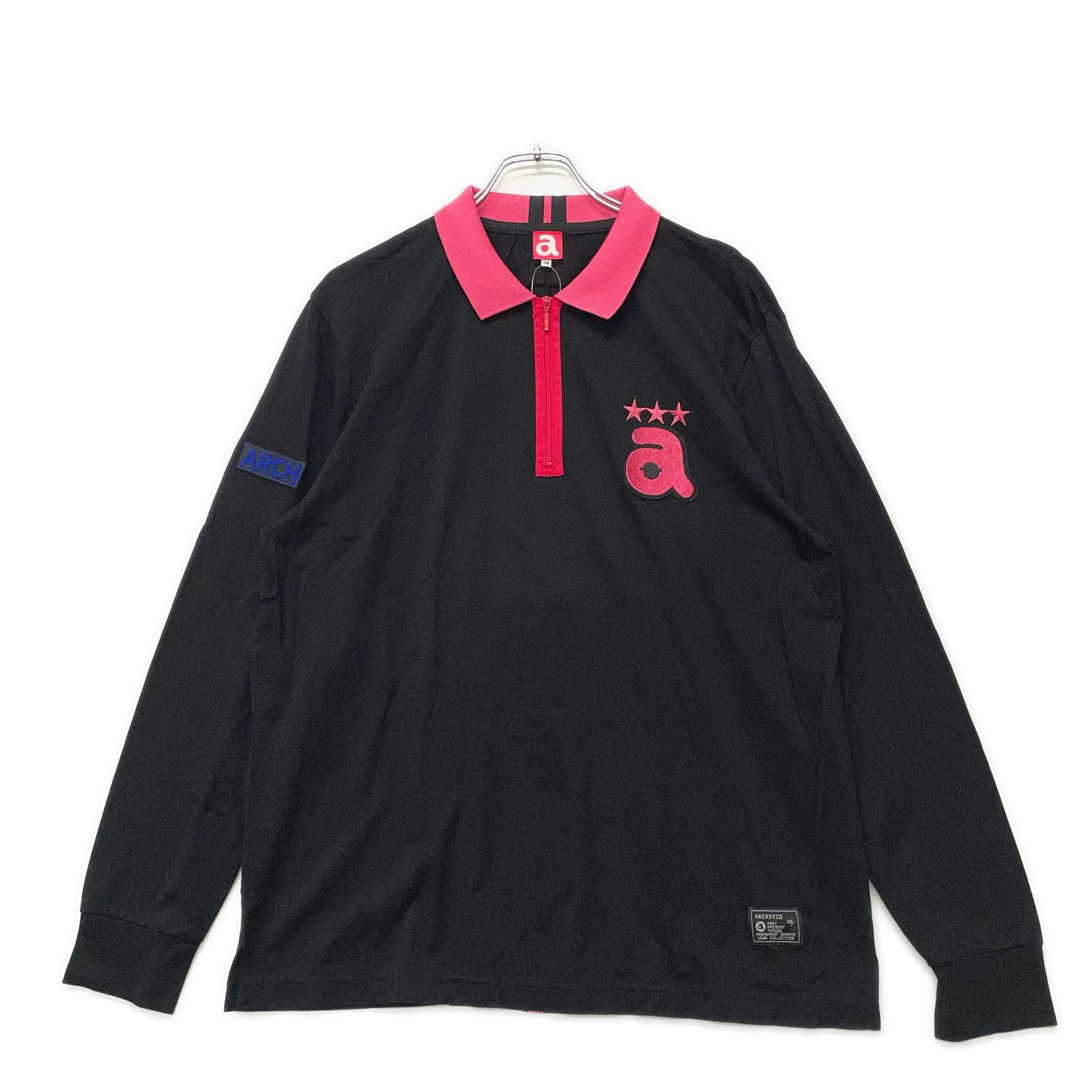 中古 メンズ アルチビオ archivio 長袖シャツ 50(LL) 黒 ブラック ハーフジップ