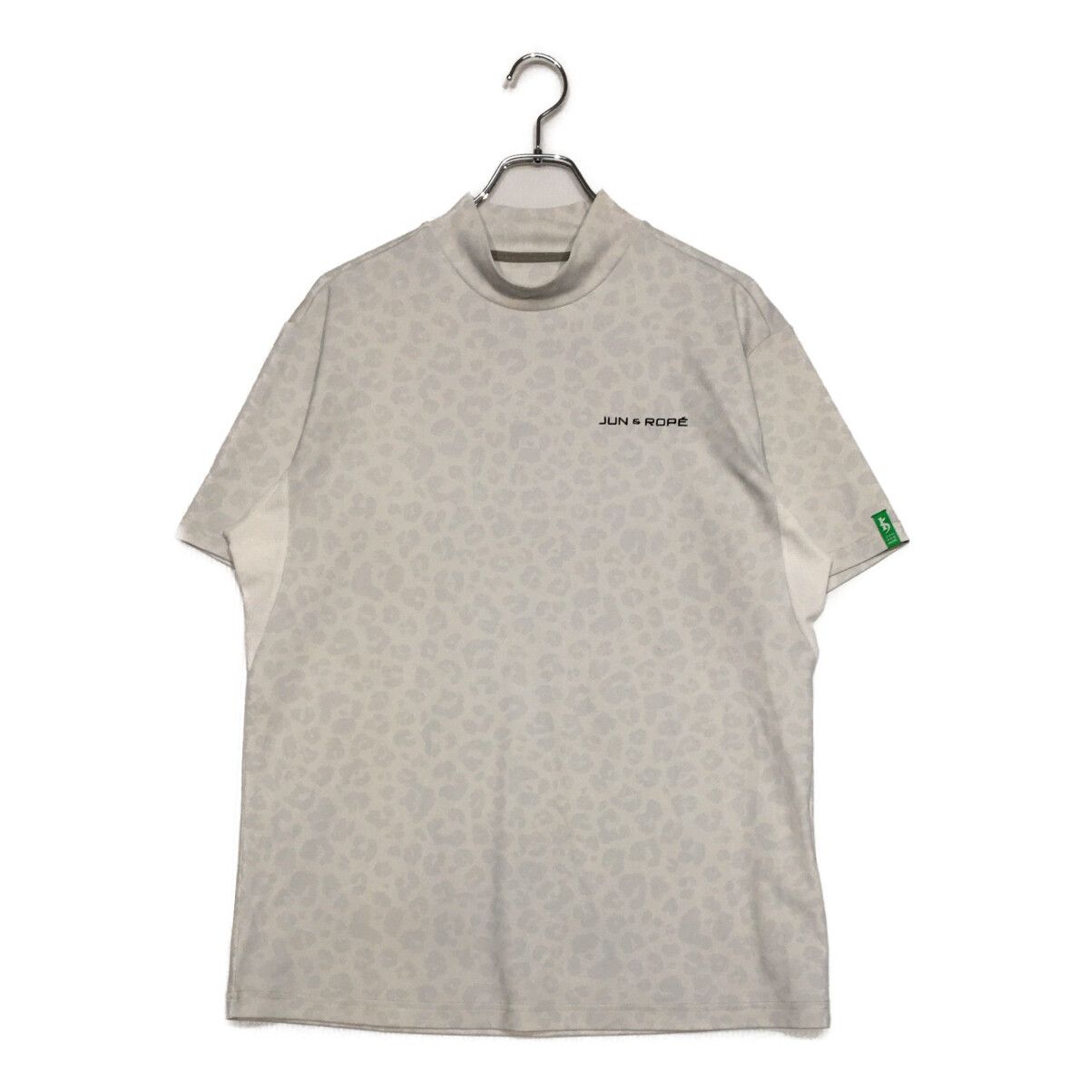 中古 メンズ ジュン＆ロペ JUN&ROPE 半袖シャツ L グレー モックネック ヒョウ柄 レオパード柄