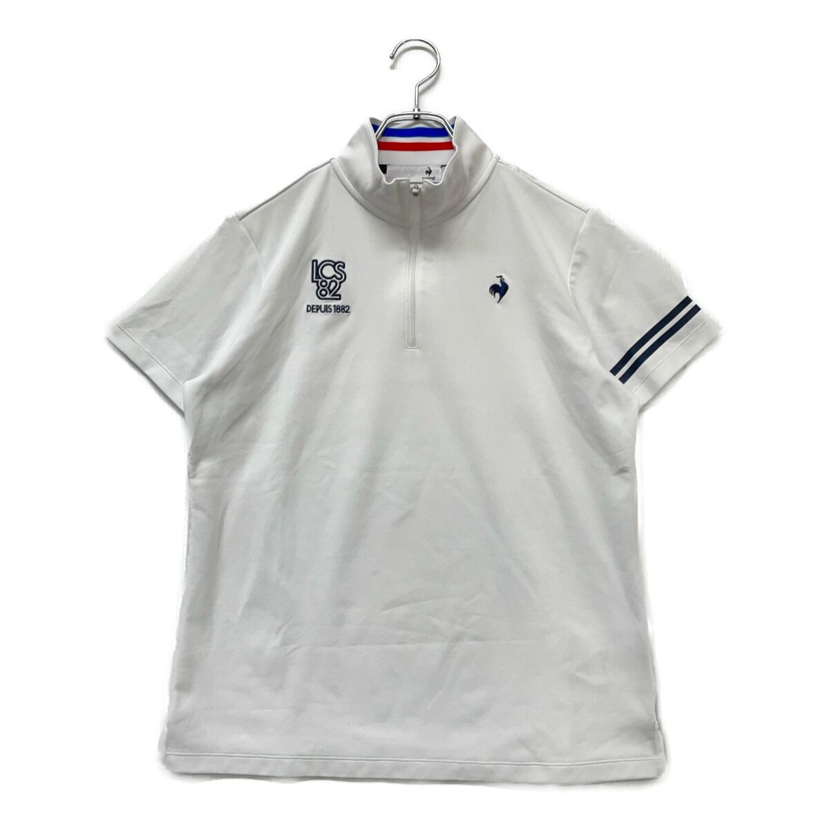 中古 レディース ルコックスポルティフ le coq sportif 半袖シャツ LL 白 ホワイト ハーフジップ