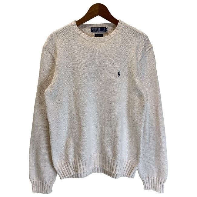 【中古】 POLO by RALPH LAUREN セーター 長袖 ニット クルーネック ローゲージ 無地 ワンポイント スモールポニー 刺しゅう 古着 /0126