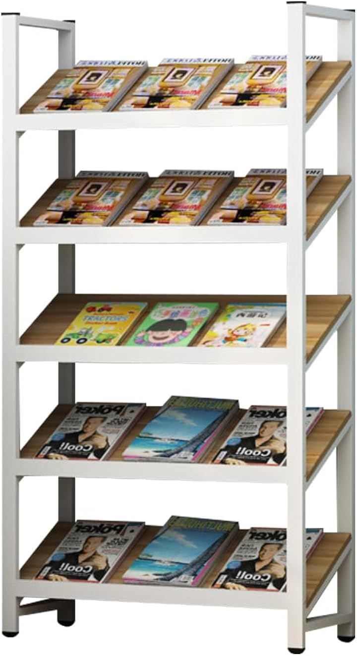 JOOHY マガジンラック 雑誌ラック マガジンスタンド スチール パンフレットスタンド カタログスタンド 絵本棚 展示会 大容量 待合室 図書館 新聞ラック (ブラック、ホワイト, 奥行き30cm)
