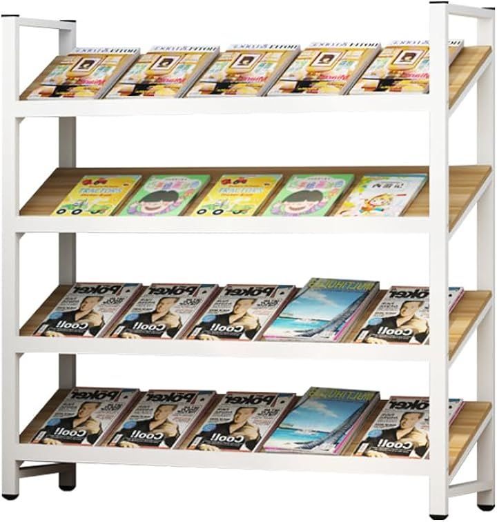 JOOHY マガジンラック 雑誌ラック マガジンスタンド スチール パンフレットスタンド カタログスタンド 絵本棚 展示会 大容量 待合室 図書館 新聞ラック (ブラック、ホワイト, 奥行き30cm)