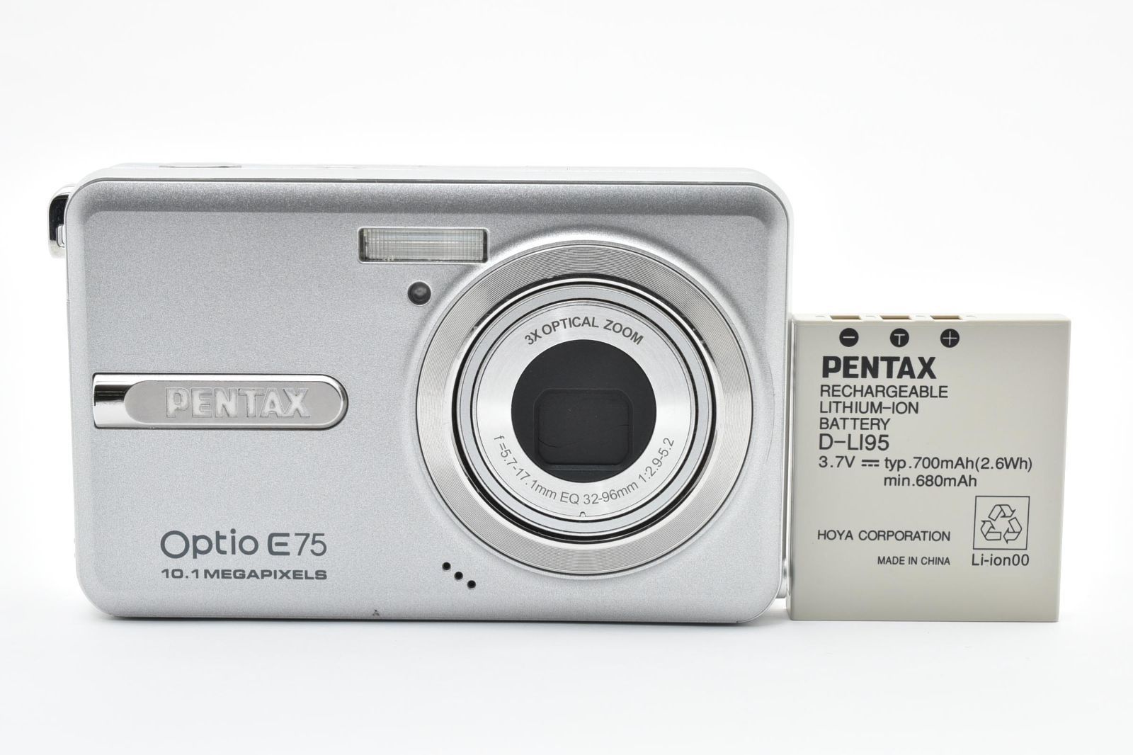 【動作確認済み】PENTAX Optio E75 ☆極上品☆ ペンタックス PENTAX Optio E75 シルバー 【1010万画素