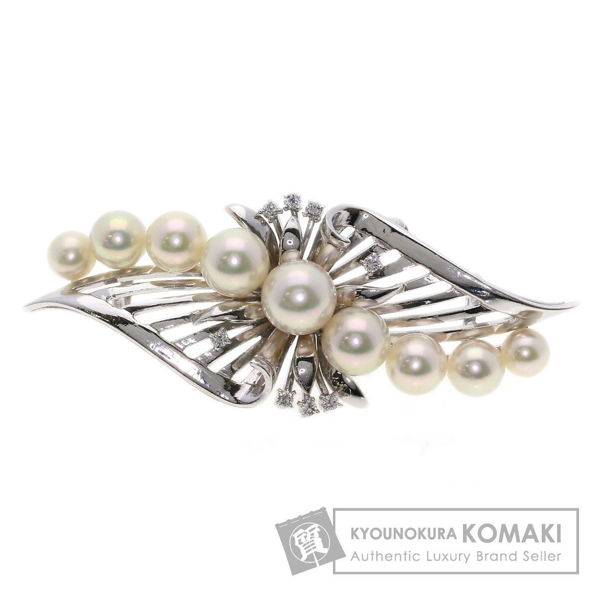 MIKIMOTO ミキモト アコヤパール 真珠 ダイヤモンド 2WAY ブローチ・帯留め 帯留め K14WG レディース [中古]