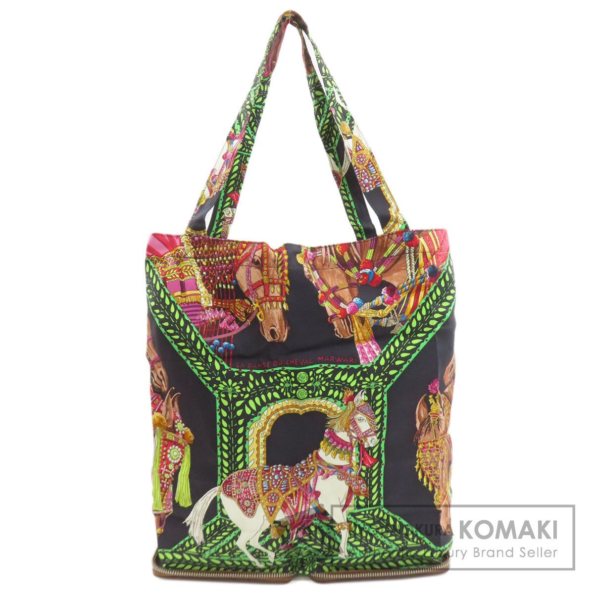 HERMES エルメス シルキーポップ エコバッグ シルバー金具 トートバッグ シルク レディース [中古]