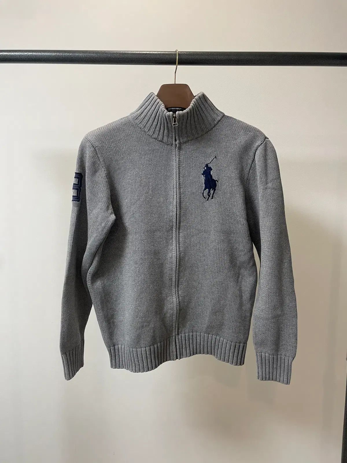 (BOY'S XL(18-20)) ポロ ラルフローレン ビックポニー グレー ニット ジップアップ