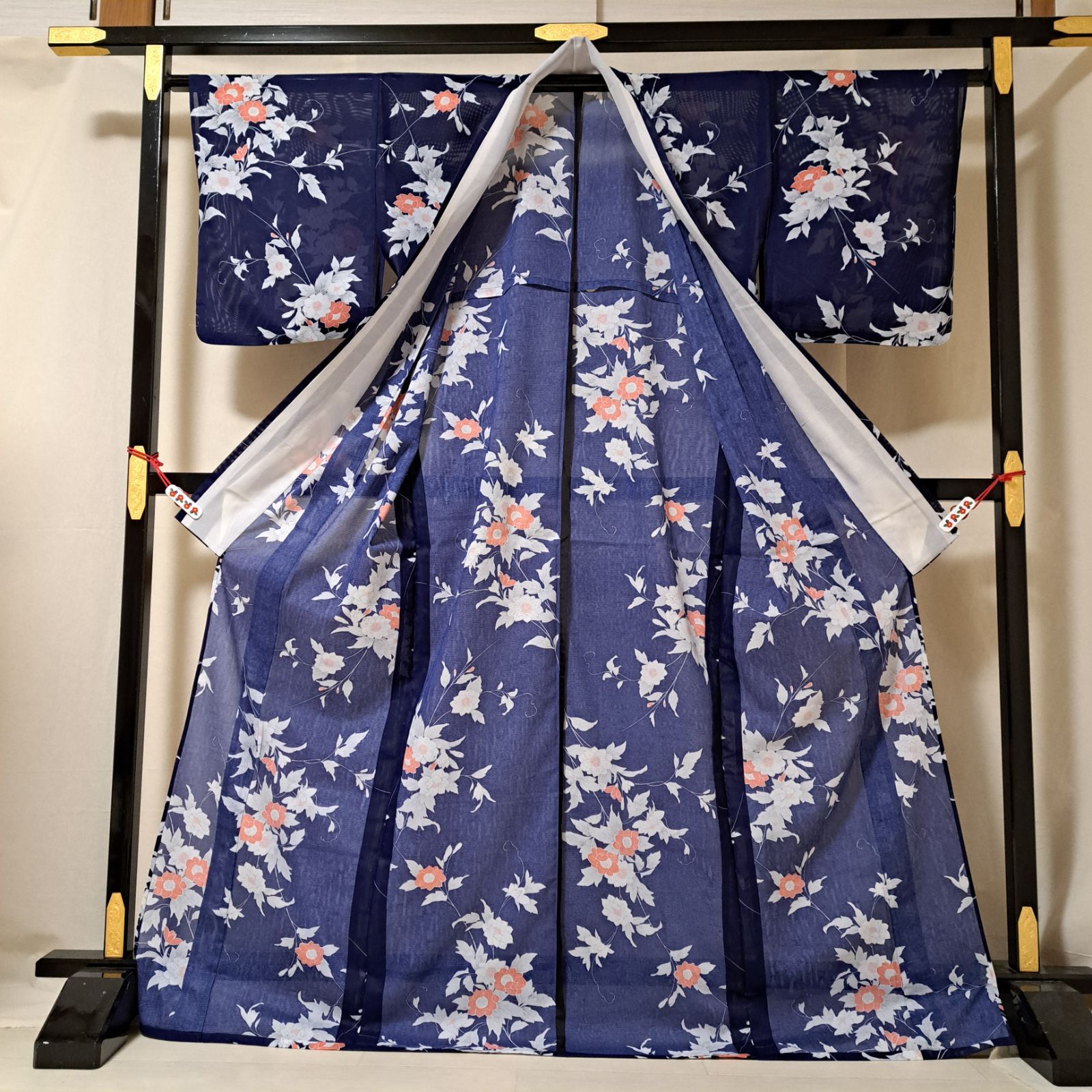 洗える夏着物・絽・小紋】裄67.5 身丈172.5 袖49 トールサイズ＆L～LL 