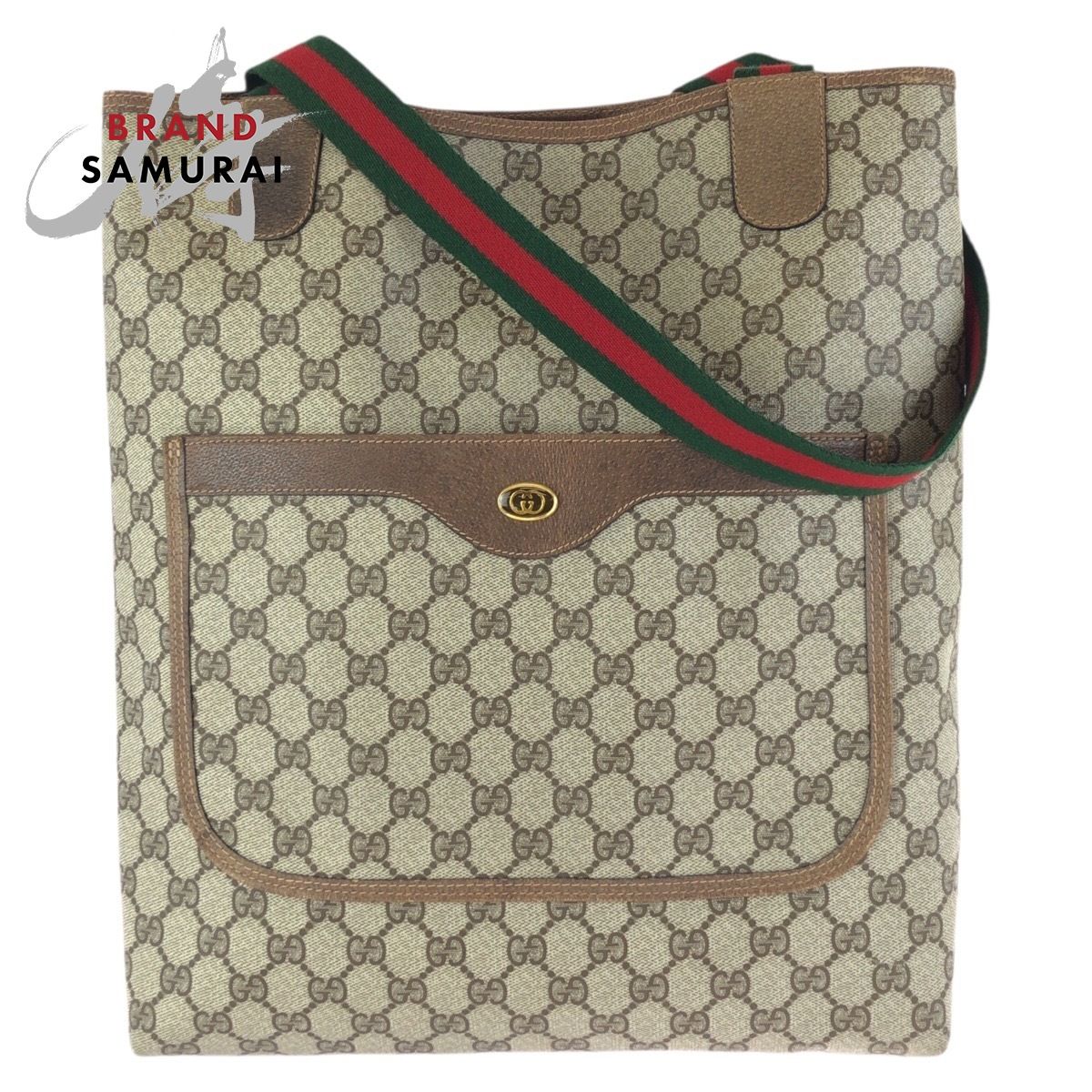 美品 GUCCI グッチ ヴィンテージ オールドグッチ シェリーライン ベージュ GGスプリームキャンバス ショルダーバッグ トートバッグ 602326【中古】