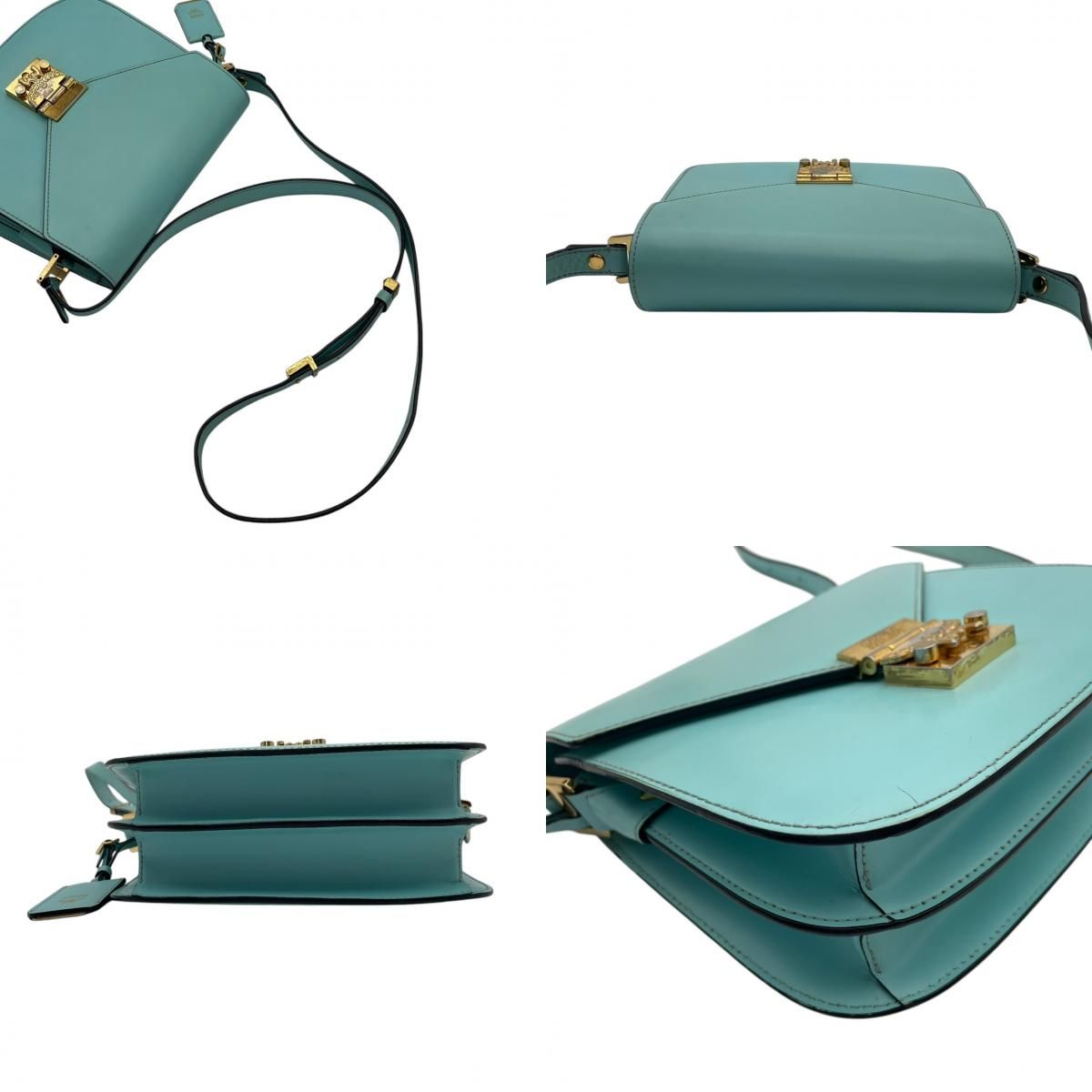 エムシーエム MCM ショルダーバッグ 斜め掛け可 レザー 本革 水色