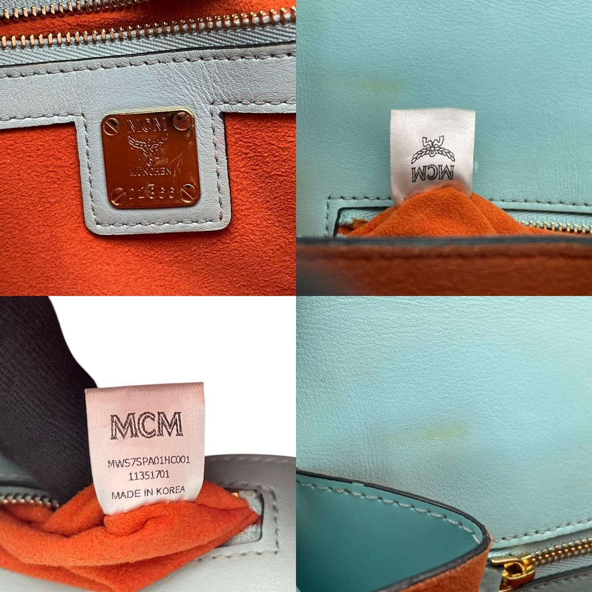 エムシーエム MCM ショルダーバッグ 斜め掛け可 レザー 本革 水色 
