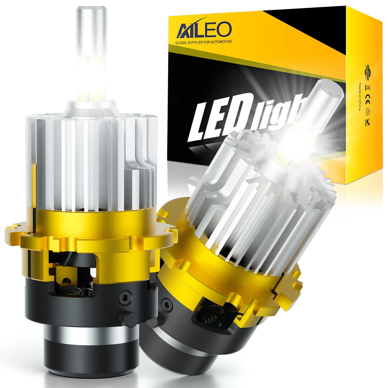 AILEO 360° 3D D2s D2R LED車用バルブ 車用ヘッドライト 8面 高輝度28000LM/ペア爆光 車検対応 発光色6500Kホワイト 追加部品不要 一体型設計 プラグ＆プレイ取り付け簡単 純正HIDバルブカンペキなLED置き換え ...