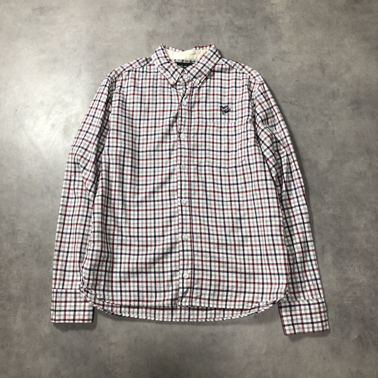 GQ5455◇ROUGH AND RUGGED : ボタンダウン チェックシャツ◇2◇白系 ラフアンドラゲッド 長袖シャツ