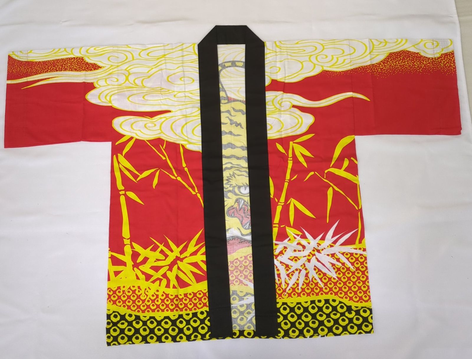 【D38108】お祭り用はんてん 法被 祭り半纏 日本製 シルクプリント袢天 天竺 よさこい 顔料染｜どてら・半纏・ちゃんちゃんこ