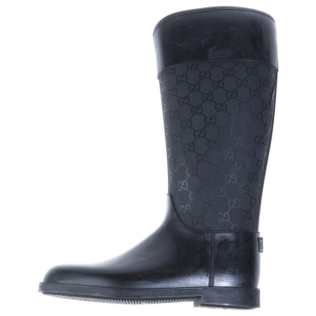 GUCCI (グッチ) GG総柄 ラバー レイン ロングブーツ ブラック