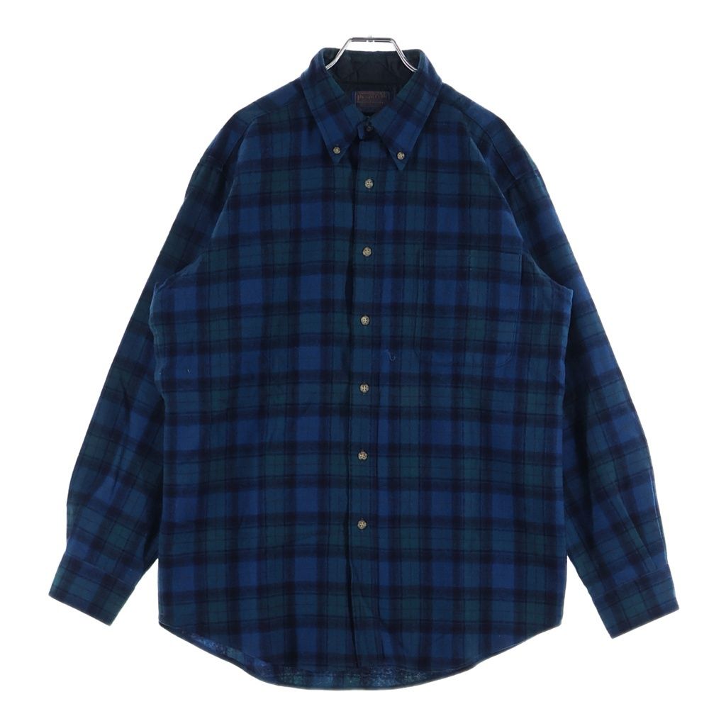 VINTAGE (ヴィンテージ) Vintage 70s Wool Check L/S shirt ヴィンテージ ウール チェック 長袖 シャツ ブルー×グリーン