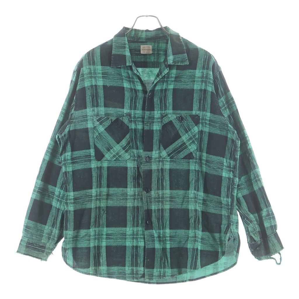 PENNEYS TOWNCRAFT (ぺニーズタウンクラフト) 50s-60s 袋襟 まち付 マチネル フランネル チェック 黒ラッカーボタン L 16.5 チェック ネルシャツ グリーン