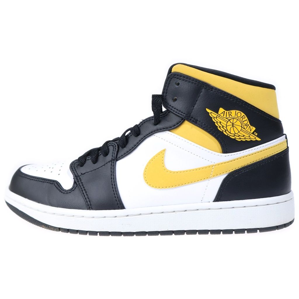 NIKE (ナイキ) AIR JORDAN 1 MID エアジョーダン1 ミッドカットスニーカー ホワイト/ブラック/イエロー 28cm/US10 554724-177