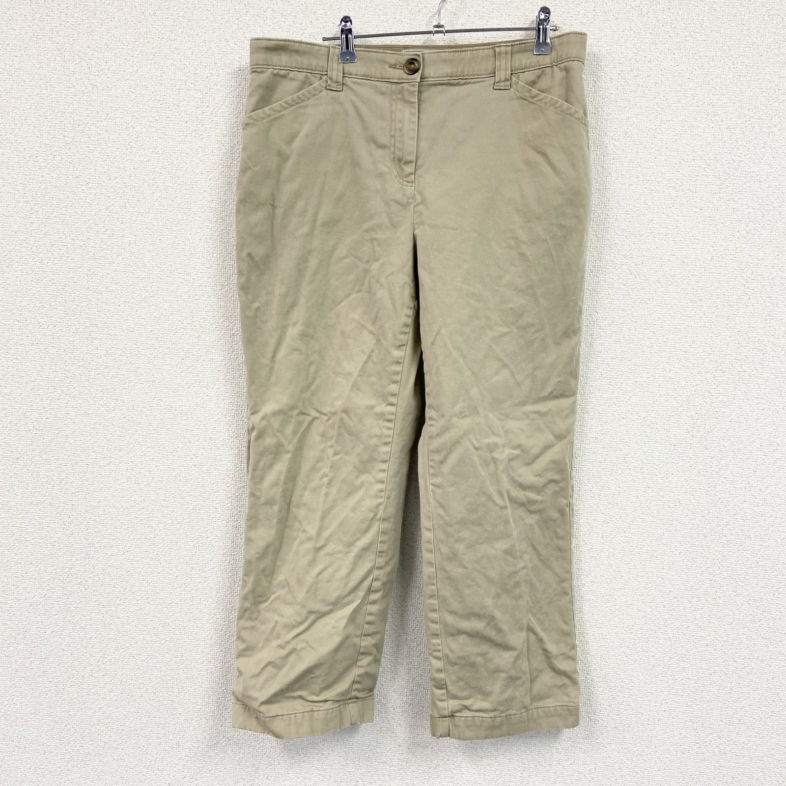 L.L.Bean　エルエルビーン　チノパンツ　ジップフライ　ネル生地ライナー　ベージュ　14PETサイズ　古着