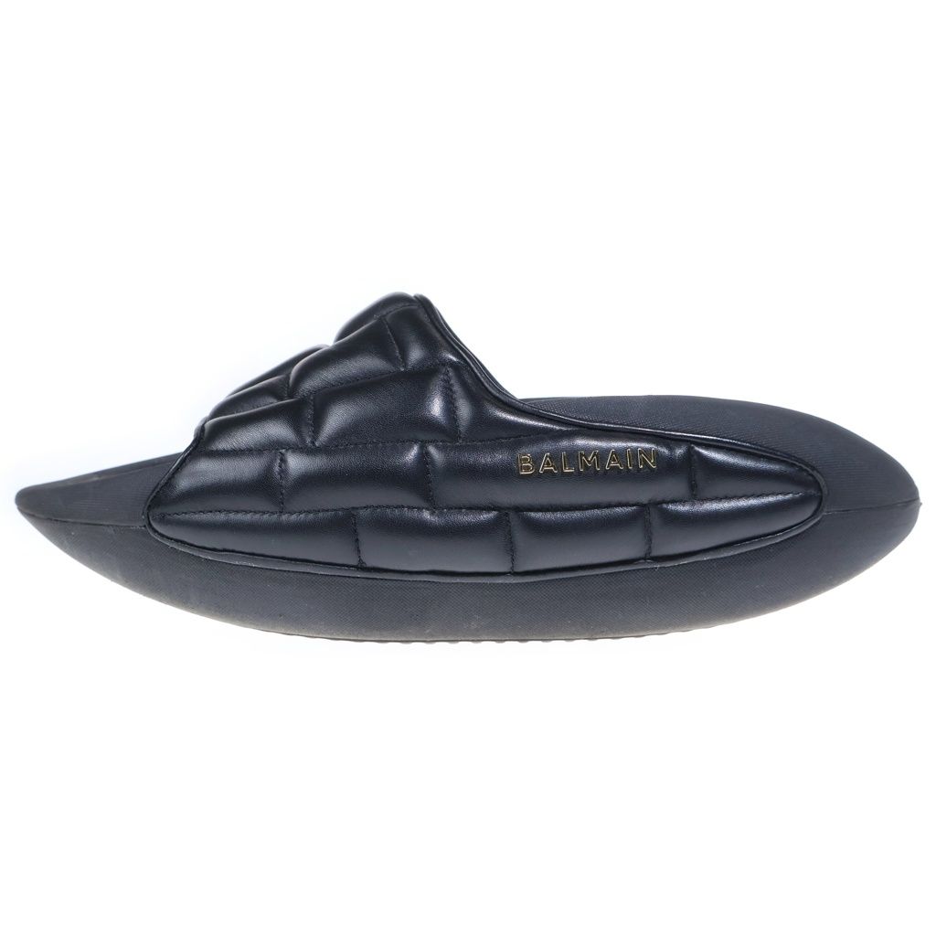 BALMAIN (バルマン) B-IT Quilted Slides キルティング スライド レザーサンダル ブラック US8/26cm XM0VL299 LWCN