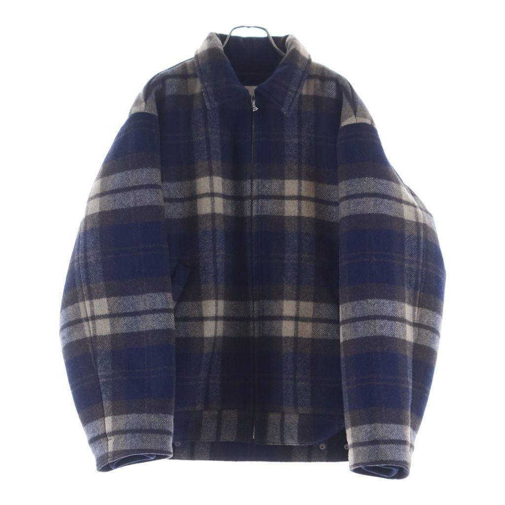 WTAPS (ダブルタップス) MELTON TEXTILE 252TQDT-JKM03 チェック柄 ウール ジップアップジャケット ブルゾン ネイビー 46,794円