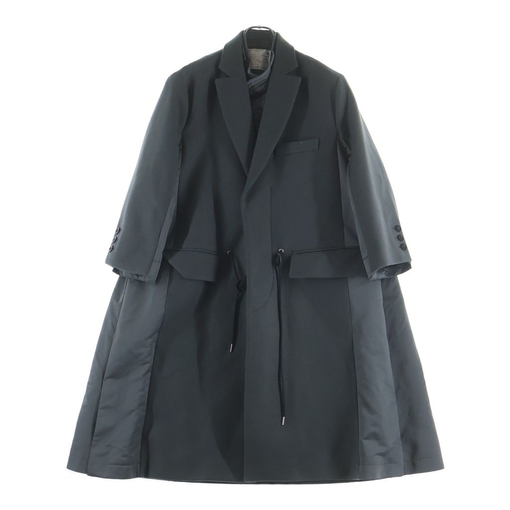 Sacai (サカイ) 23AW ウール ナイロン ドッキング チェスターコート グレー 23-03114M