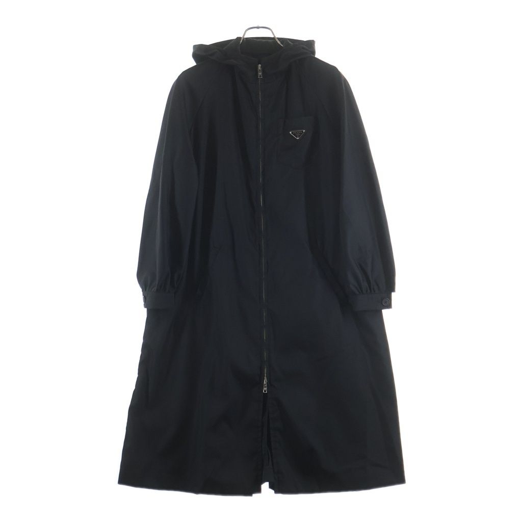 PRADA (プラダ) Re-Nylon リナイロン トライアングルロゴプレート ジップアップ コート ブラック レディース