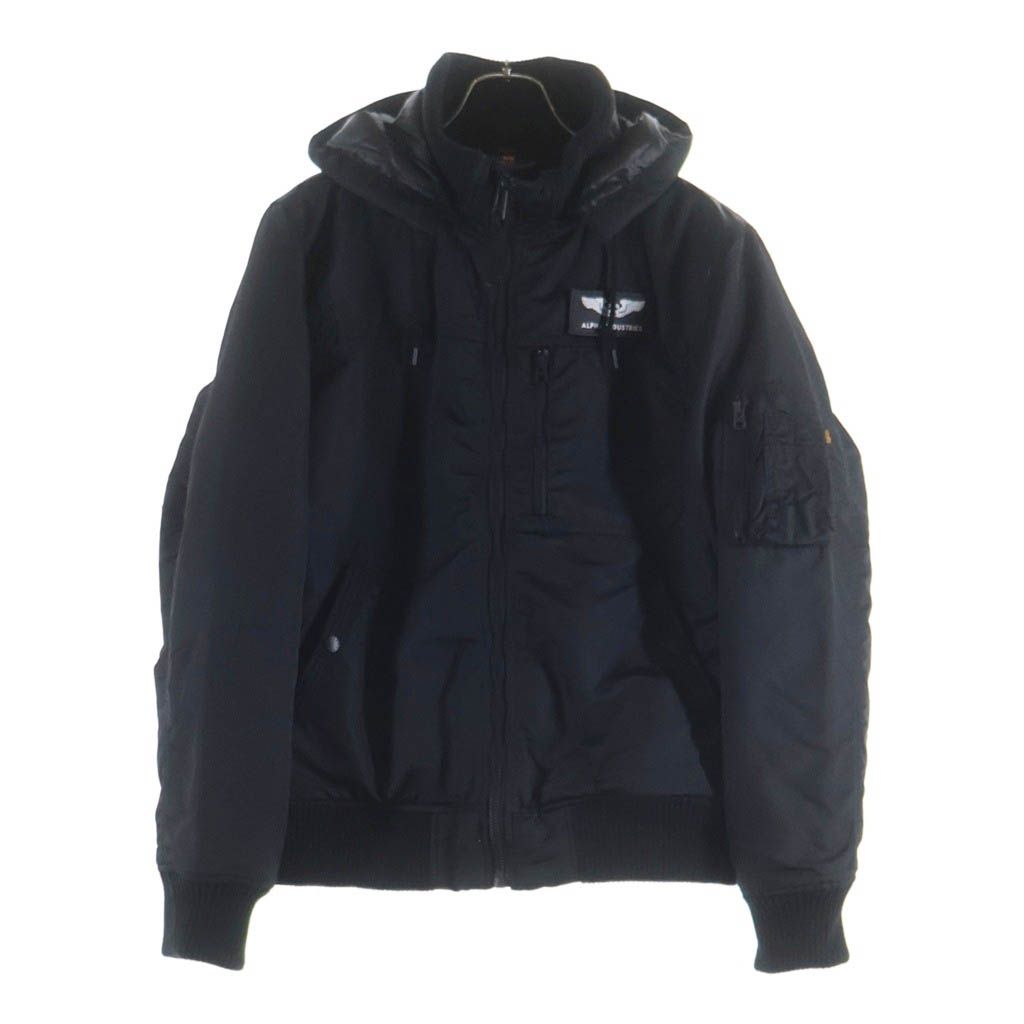 ALPHA INDUSTRIES (アルファ インダストリーズ) Hooded Rib Jacket フーデッドリブジャケット ブラック TA1716-001