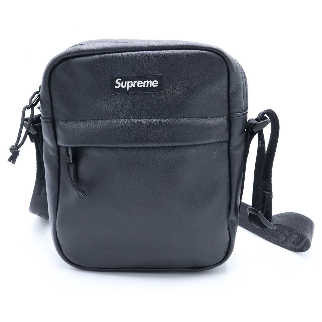 SUPREME (シュプリーム) 24AW Leather Shoulder Bag レザーショルダーバッグ ブラック