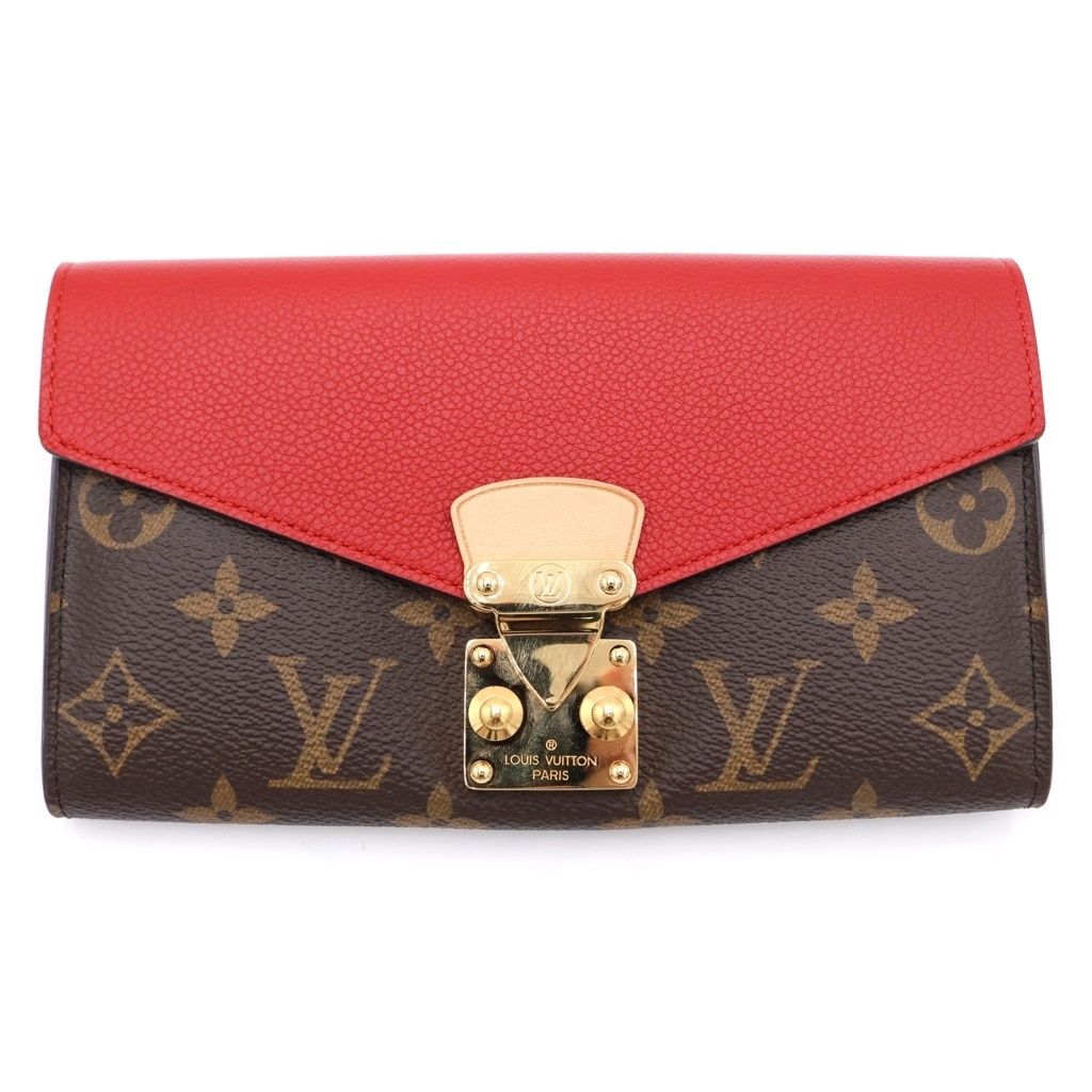 LOUIS VUITTON (ルイヴィトン) モノグラム ポルトフォイユ パラス ブラウン×レッド 長財布 M58414